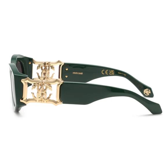 Roberto Cavalli SRC064 0D80 Green Gold Oval Sunglasses NWT Authentic main image 4